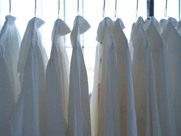 White shirts on hangers.